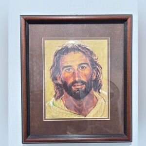 Vintage Richard Hook Head Of Christ Art Print 1963 Jesus Portrait Matted Framed
